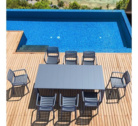 Σετ Τραπεζαρίας 9τμχ Vegas Artemis Dark Grey 100X180/220Χ75εκ. SIESTA