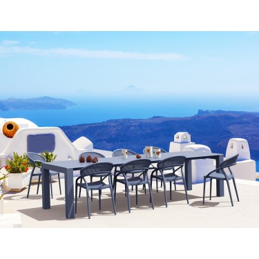 Σετ Τραπεζαρίας 9τμχ Vegas Sunset Dark Grey 100X260/300Χ75εκ. SIESTA