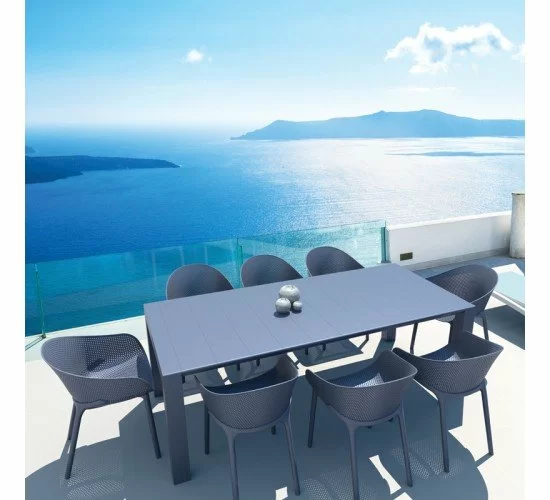 Σετ Τραπεζαρίας 9τμχ Vegas Sky Dark Grey 100X180/220Χ75εκ. SIESTA Σετ Τραπεζαρίας 9τμχ Vegas Sky Dark Grey 100X180/220Χ75εκ. SIESTA