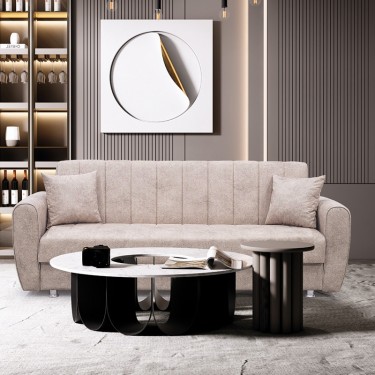 ELVA LIGHT BROWN ΥΦΑΣΜΑ 3ΘΕΣΙΟΣ ΚΑΝΑΠΕΣ/ΚΡΕΒΑΤΙ ΜΕ ΑΠΟΘ.ΧΩΡΟ 210X80X75εκ. ZITA PLUS 210Χ80Χ75εκ. ΚΡΕΒ.180Χ100