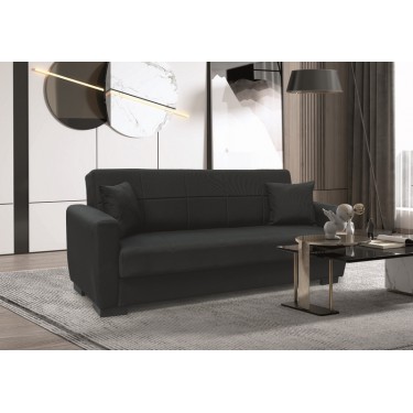 ANIMA BLACK ΥΦΑΣΜΑ 3ΘΕΣΙΟΣ ΚΑΝΑΠΕΣ/ΚΡΕΒΑΤΙ ΜΕ ΑΠΟΘ.ΧΩΡΟ 210X80X75εκ. ZITA PLUS 210Χ80Χ75εκ. ΚΡΕΒ.180Χ100