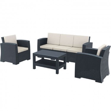 MONACO DARK GREY ΣΕΤ 3ΘΕΣ.ΚΑΝΑΠΕ ΜΕ ΜΑΞ. ΠΟΛ/ΝΙΟΥ SIESTA 198Χ79Χ79/82Χ79Χ79/92Χ57Χ45εκ.