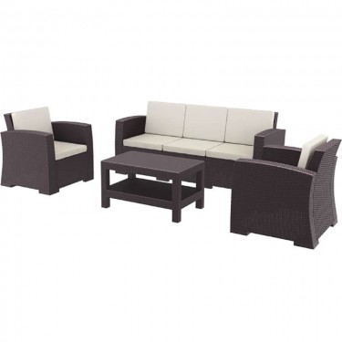 MONACO BROWN ΣΕΤ 3ΘΕΣΙΟΥ ΚΑΝΑΠΕ ΜΕ ΜΑΞ. ΠΟΛ/ΝΙΟΥ SIESTA 198Χ79Χ79/82Χ79Χ79/92Χ57Χ45εκ.