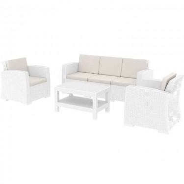 MONACO WHITE ΣΕΤ 3ΘΕΣΙΟΥ ΚΑΝΑΠΕ ΜΕ ΜΑΞ. ΠΟΛ/ΝΙΟΥ SIESTA 198Χ79Χ79/82Χ79Χ79/92Χ57Χ45εκ.