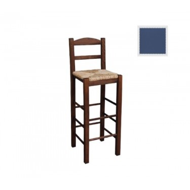ΣΙΦΝΟΣ Σκαμπό BAR με Πλάτη, Οξιά Εμποτισμός Ανιλίνη Μπλε, Κάθισμα Ψάθα  36x37x76/107cm [-Μπλε-] [-Ξύλο-, -Ψάθα-] Ρ980,Ε3