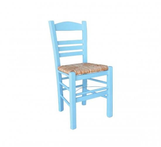 ΣΙΦΝΟΣ Καρέκλα Οξιά Βαφή Εμποτισμού Λάκα Γαλάζιο, Κάθισμα Ψάθα  41x45x88cm [-Μπλε-] [-Ξύλο-, -Ψάθα-] Ρ969,Ε4