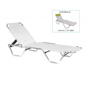 CRETA Ξαπλώστρα Αλουμινίου Textilene Άσπρο, Στοιβαζόμενη  60x197x30cm Προφίλ 25x25x1,5mm [-Άσπρο-, -Γκρι-] [-Textilene-, -Αλουμίνιο-] Ε281,3