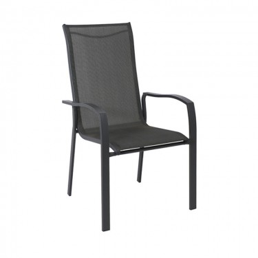 VERONA Dining Πολυθρόνα Κήπου - Βεράντας, Μέταλλο Βαφή Ανθρακί, Textilene Γκρι  56x70x96cm [-Ανθρακί-, -Γκρι-] [-Textilene-, -Μέταλλο-] Ε273