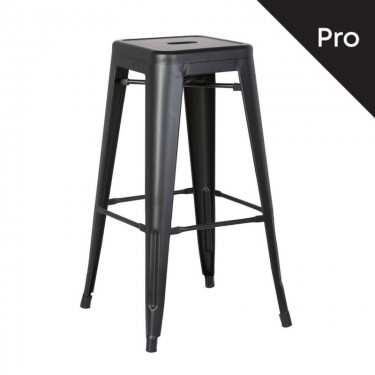 RELIX Σκαμπό Bar-Pro, Στοιβαζόμενο, Μέταλλο Βαφή Μαύρο Matte  43x43 H.76cm [-Μαύρο-] [-Μέταλλο-] Ε5190,1Μ