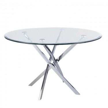 POSTO Τραπέζι Ροτόντα Τραπεζαρίας-Κουζίνας, Χρώμιο με Γυαλί 10mm  Φ120 H.73cm [-Χρώμιο - Inox-] [-Γυαλί-, -Μέταλλο-] ΕΜ926
