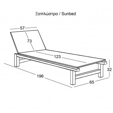 LUGANO Ξαπλώστρα Ξύλο Acacia, Απόχρωση Καρυδί  65x196x32cm [-Καρυδί-] [-Ξύλο-] Ε229,9