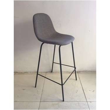 CELINA Σκαμπό BAR με Πλάτη, Μέταλλο Βαφή Μαύρο, Ύφασμα Γκρι  47x48x77/105cm [-Γκρι-, -Μαύρο-] [-Μέταλλο-, -Ύφασμα-] ΕΜ901,1