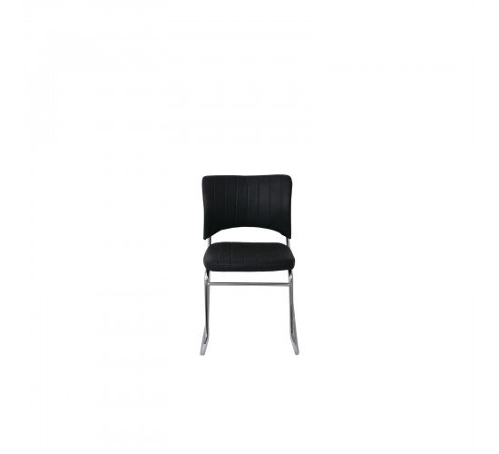 VENUS Kαρέκλα Γραφείου Επισκέπτη, Στοιβαζόμενη Μέταλλο Χρώμιο, Pu Μαύρο  52x52x83cm [-Μαύρο-] [-PU - PVC - Bonded Leather-] ΕΟ554,W
