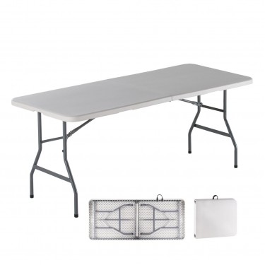 BLOW-R Τραπέζι Συνεδρίου - Catering Πτυσσόμενο (Βαλίτσα), Μέταλλο Γκρι, HDPE Άσπρο 40mm  180x75x74cm [-Άσπρο-, -Γκρι-] [-PP - PC - ABS-, -Μέταλλο-] ΕΟ179,1