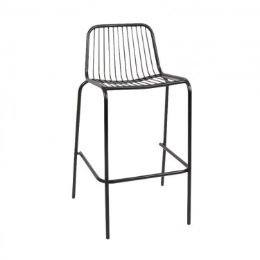 NEXUS Σκαμπό Bar με Πλάτη, Στοιβαζόμενο, Μέταλλο Βαφή Μαύρο  47x51x75/98cm [-Μαύρο-] [-Μέταλλο-] Ε521