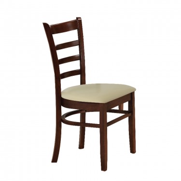 NATURALE Καρέκλα Καρυδί, Pu Εκρού  42x50x91cm [-Εκρού-, -Καρυδί-] [-PU - PVC-, -Ξύλο-] Ε7052,3