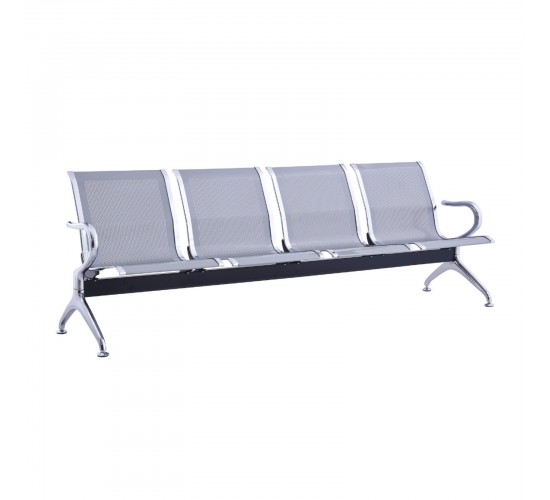 Κάθισμα Αναμονής - Υποδοχής 4 Θέσεων, Μέταλλο Χρώμιο Mesh Γκρι  237x58x77cm [-Γκρι-, -Χρώμιο - Inox-] [-Μέταλλο-] Ε504,01