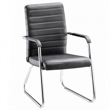 COLLET Πολυθρόνα Γραφείου Επισκέπτη Μέταλλο Χρώμιο, Pu Μαύρο  54x60x96cm [-Μαύρο-] [-PU - PVC-] ΕΟ555