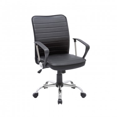 BF3450 Πολυθρόνα Γραφείου Μέταλλο Βάση Χρώμιο, Pvc Μαύρο  60x62x93/103cm [-Μαύρο-] [-PU - PVC-] ΕΟ219