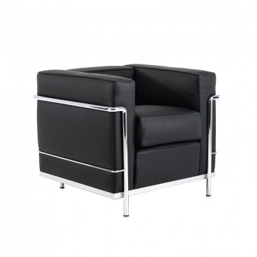GENOVA Πολυθρόνα Σαλονιού Καθιστικού, Inox - Pu Μαύρο  83x73x71cm [-Μαύρο-] [-PU - PVC-] Ε947,12