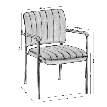 DENIM Πολυθρόνα Γραφείου Επισκέπτη Χρώμιο, Pu Μαύρο  57x60x83cm [-Μαύρο-] [-PU - PVC-] ΕΟ556,W