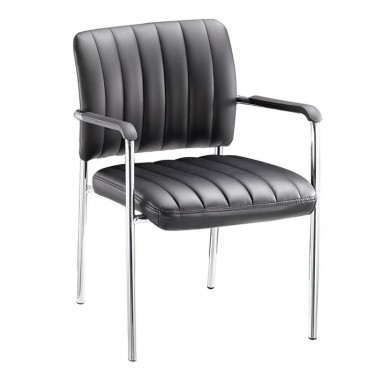 DENIM Πολυθρόνα Γραφείου Επισκέπτη Χρώμιο, Pu Μαύρο  57x60x83cm [-Μαύρο-] [-PU - PVC-] ΕΟ556,W