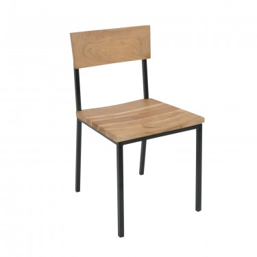 LIZARD Καρέκλα Τραπεζαρίας Μέταλλο Βαφή Μαύρο, Ξύλο Ακακία Φυσικό  44x46x85cm [-Μαύρο-, -Φυσικό-] [-Μέταλλο-, -Ξύλο-] ΕΑ7027
