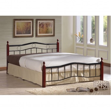 VICTOR Κρεβάτι Διπλό για Στρώμα 140x190cm, Μέταλλο Βαφή Μαύρο, Ξύλο Καρυδί  145x202x92cm [-Καρυδί-, -Μαύρο-] [-Μέταλλο-, -Ξύλο-] Ε8037