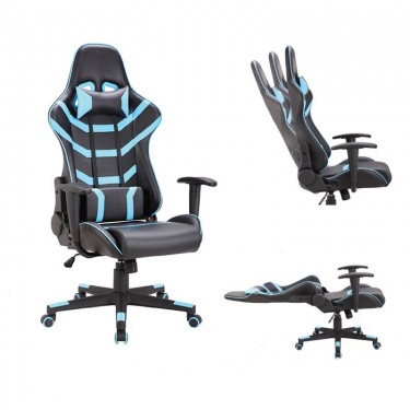 BF9050 Gaming Πολυθρόνα Γραφείου, Ανάκλιση Πλάτης έως 90°, Pu Μαύρο - Μπλε  67x69x124/134cm [-Μαύρο-, -Μπλε-] [-PU - PVC-] ΕΟ588,2