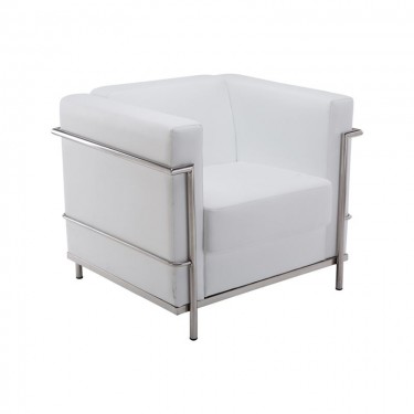 GENOVA Πολυθρόνα Σαλονιού Καθιστικού, Ιnox - Pu Άσπρο  83x73x71cm [-Άσπρο-] [-PU - PVC-] Ε947,11
