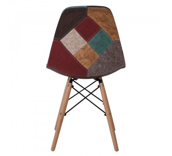 ART Wood Καρέκλα Ξύλο - PP Ύφασμα Patchwork Καφέ  47x52x84cm [-Φυσικό/Patchwork-] [-Ξύλο/Ύφασμα-] ΕΜ123,82