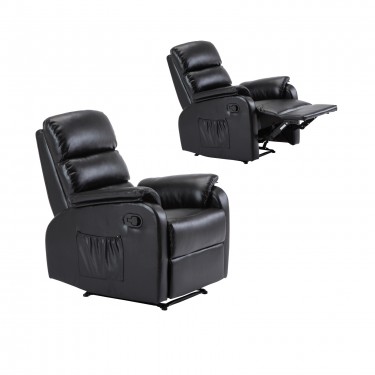 COMFORT Πολυθρόνα Relax Σαλονιού - Καθιστικού, PU Μαύρο  79x97x101cm [-Μαύρο-] [-PU - PVC-] Ε9732,2