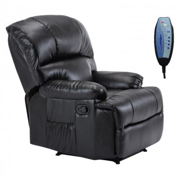 SPACE Πολυθρόνα Massage Σαλονιού - Καθιστικού PU Μαύρο  88x93x102cm [-Μαύρο-] [-PU - PVC-] Ε9731,2