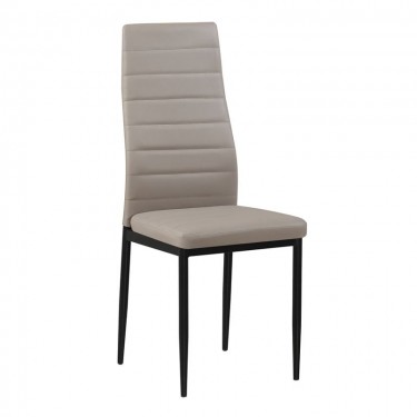 JETTA Καρέκλα Τραπεζαρίας Κουζίνας, Μέταλλο Βαφή Μαύρο, Pvc Cappuccino (Συσκ.6)  40x50x95cm [-Μαύρο-, -Μπεζ-Tortora-Sand-Cappuccino-] [-PU - PVC-, -Μέταλλο-] ΕΜ966Β,96