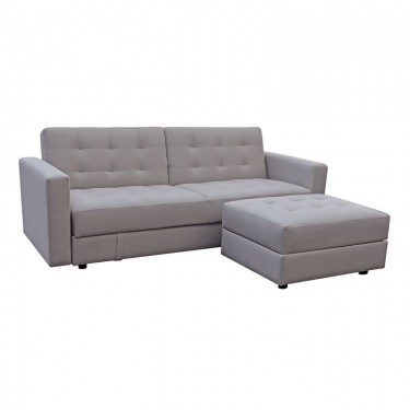 JACKSON Καναπές - Κρεβάτι και Σκαμπό με Χώρους Αποθήκευσης, Ύφασμα Μπεζ  193x141x81 H.77 Bed:101x166x40 [-Μπεζ-Tortora-Sand-Cappuccino-] [-Ύφασμα-] Ε9579,4