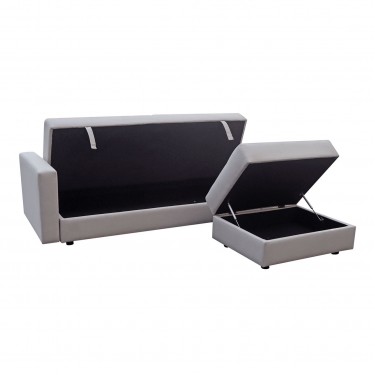 JACKSON Καναπές - Κρεβάτι και Σκαμπό με Χώρους Αποθήκευσης, Ύφασμα Μπεζ  193x141x81 H.77 Bed:101x166x40 [-Μπεζ-Tortora-Sand-Cappuccino-] [-Ύφασμα-] Ε9579,4