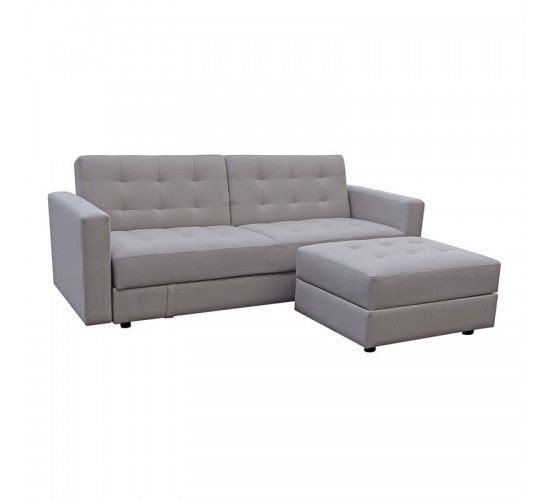 JACKSON Καναπές - Κρεβάτι και Σκαμπό με Χώρους Αποθήκευσης, Ύφασμα Μπεζ  193x141x81 H.77 Bed:101x166x40 [-Μπεζ-Tortora-Sand-Cappuccino-] [-Ύφασμα-] Ε9579,4