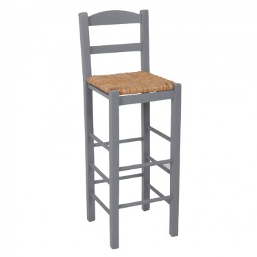 ΣΙΦΝΟΣ Σκαμπό BAR με Πλάτη, Οξιά Εμποτισμός Λάκα Γκρι, Κάθισμα Ψάθα  36x37x76/107cm [-Γκρι-] [-Ξύλο-, -Ψάθα-] Ρ980,Ε10