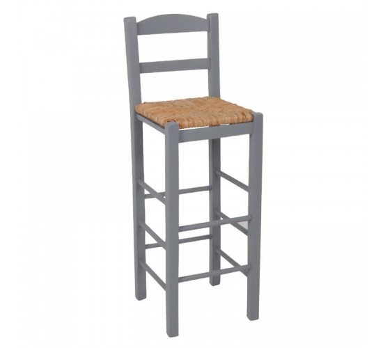 ΣΙΦΝΟΣ Σκαμπό BAR με Πλάτη, Οξιά Εμποτισμός Λάκα Γκρι, Κάθισμα Ψάθα  36x37x76/107cm [-Γκρι-] [-Ξύλο-, -Ψάθα-] Ρ980,Ε10