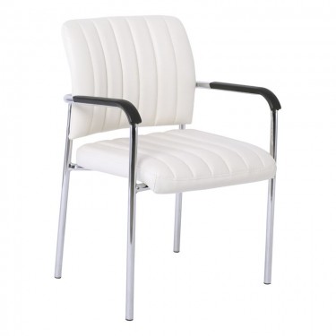 DENIM Πολυθρόνα Γραφείου Επισκέπτη Χρώμιο, Pu Άσπρο  57x60x83cm [-Εκρού-] [-PU - PVC-] ΕΟ556,2W