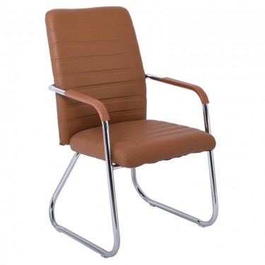 COLLET Πολυθρόνα Γραφείου Επισκέπτη Μέταλλο Χρώμιο, Pu Καφέ  54x60x96cm [-Καφέ-] [-PU - PVC-] ΕΟ555,3