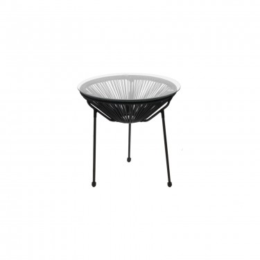 ACAPULCO Τραπεζάκι Μέταλλο Βαφή Μαύρο, Rattan Μαύρο  Φ50cm H.50cm [-Μαύρο-] [-Wicker-, -Μέταλλο-] Ε246,2