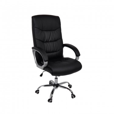 BF6400 Πολυθρόνα Διευθυντή Μέταλλο Χρώμιο, PU Μαύρο  64x66x110/118cm [-Μαύρο-] [-PU - PVC-] ΕΟ282,1