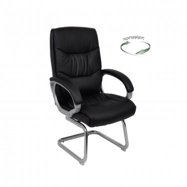 BF6400V Πολυθρόνα Επισκέπτη Μέταλλο Χρώμιο, PU Μαύρο  64x66x105cm [-Μαύρο-] [-PU - PVC-] ΕΟ283,1