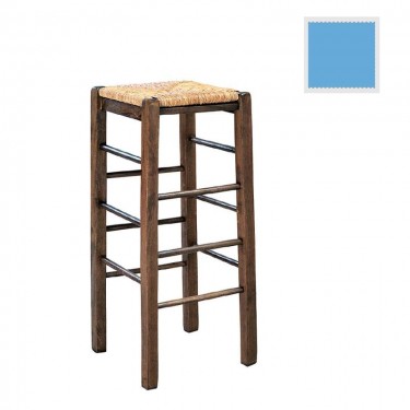 ΤΑΒΕΡΝΑΣ Σκαμπό BAR, Οξιά Εμποτισμός Λάκα Γαλάζιο, Κάθισμα Ψάθα  35x35x80cm [-Μπλε-] [-Ξύλο-, -Ψάθα-] Ρ977,Ε4