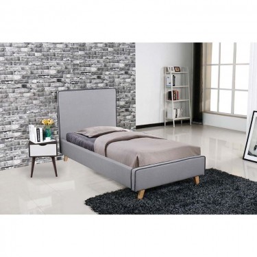 MORISSON Κρεβάτι Μονό, για Στρώμα 90x190cm, Ύφασμα Ανοιχτό Γκρι  101x206x110cm [-Γκρι-] [-Ύφασμα-] Ε8081,1