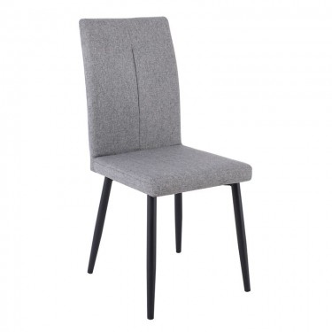 MINA Καρέκλα Τραπεζαρίας Κουζίνας, Μέταλλο Βαφή Μαύρο, Ύφασμα Grey-Brown  43x56x97cm [-Γκρι-, -Μαύρο-] [-Μέταλλο-, -Ύφασμα-] ΕΜ761,2