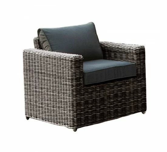 ARIZONA Πολυθρόνα Καθιστικού Κήπου ALU, Wicker Grey Brown, Μαξιλάρια Ανθρακί  77x77x73cm [-Καφέ Γκρι-] [-Αλουμίνιο/Wicker-] Ε6734,1