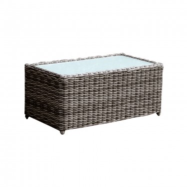 ARIZONA Τραπεζάκι Σαλονιού Κήπου ALU, Wicker Grey Brown, Γυαλί Tempered 5mm  100x50 H.45cm [-Καφέ-] [-Wicker-, -Αλουμίνιο-] Ε6734,4