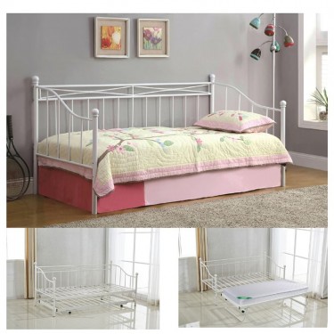 MARIN Daybed Κρεβάτι (90x190)   Βοηθητικό Κρεβάτι (85x185) Μέταλλο Βαφή Άσπρο  198x97x93   185x85x36cm [-Άσπρο-] [-Μέταλλο-] Ε8043,2